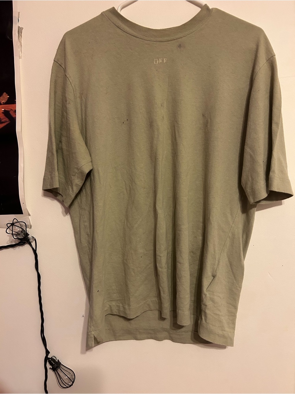 Off White Olive Green Men's Crewneck T-Shirt
